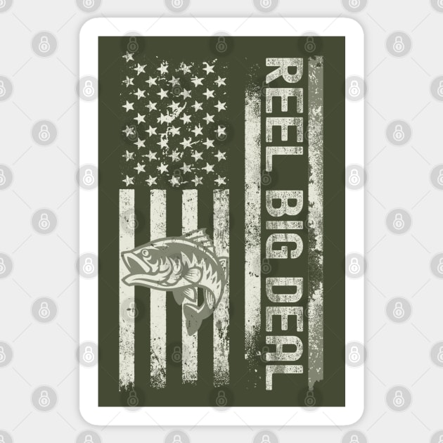 Reel Big Deal - Distressed Camo American Flag Bass Fisherman Sticker by Etopix